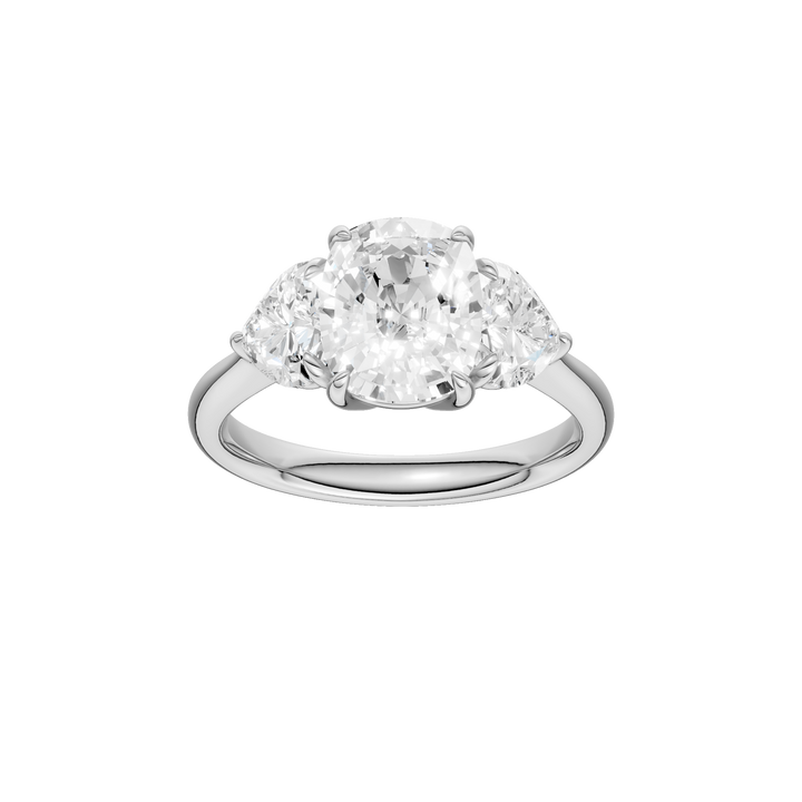 3-Stone Engagement Ring (Elongated Cushion + Heart) in 14K White Gold – Silvadi Jewelry Aurora CO
