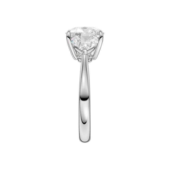 3-Stone Engagement Ring (Elongated Cushion + Heart) in 14K White Gold – Silvadi Jewelry Aurora CO