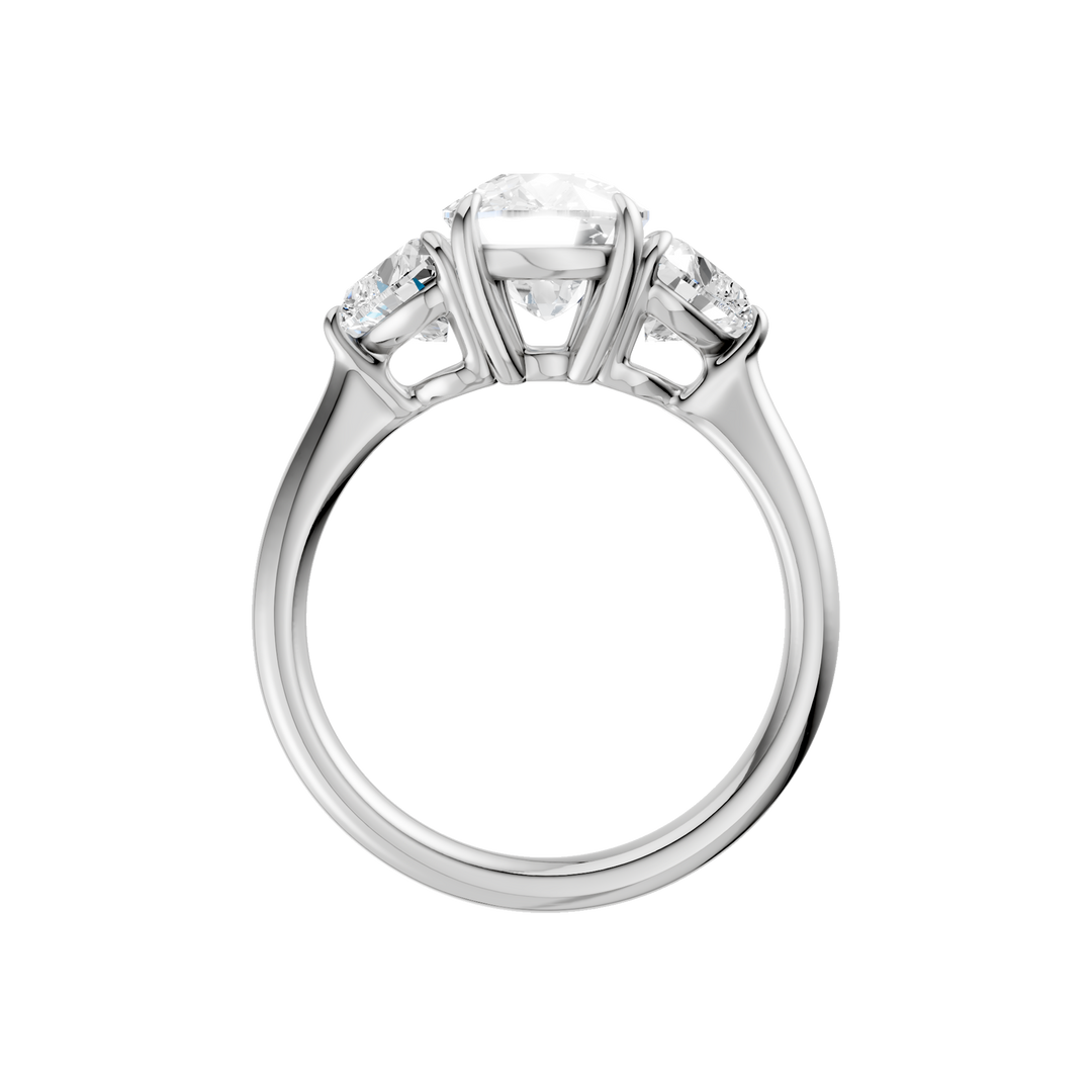 3-Stone Engagement Ring (Elongated Cushion + Heart) in 14K White Gold – Silvadi Jewelry Aurora CO
