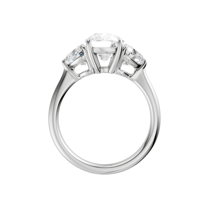 3-Stone Engagement Ring (Elongated Cushion + Heart) in 14K White Gold – Silvadi Jewelry Aurora CO