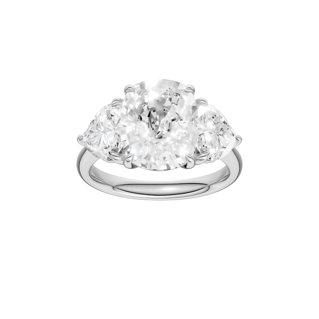 3-Stone Engagement Ring (Elongated Cushion + Heart) in 14K White Gold – Silvadi Jewelry Aurora CO