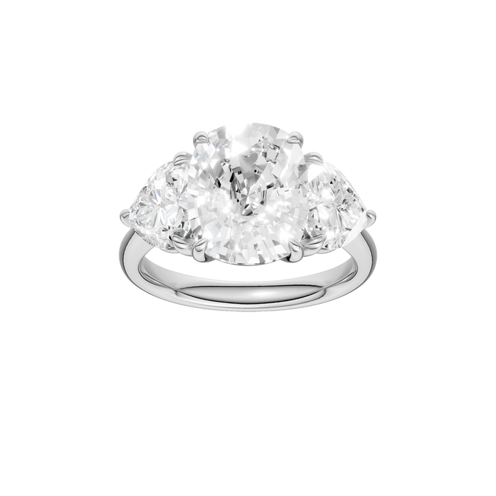 3-Stone Engagement Ring (Elongated Cushion + Heart) in 14K White Gold – Silvadi Jewelry Aurora CO