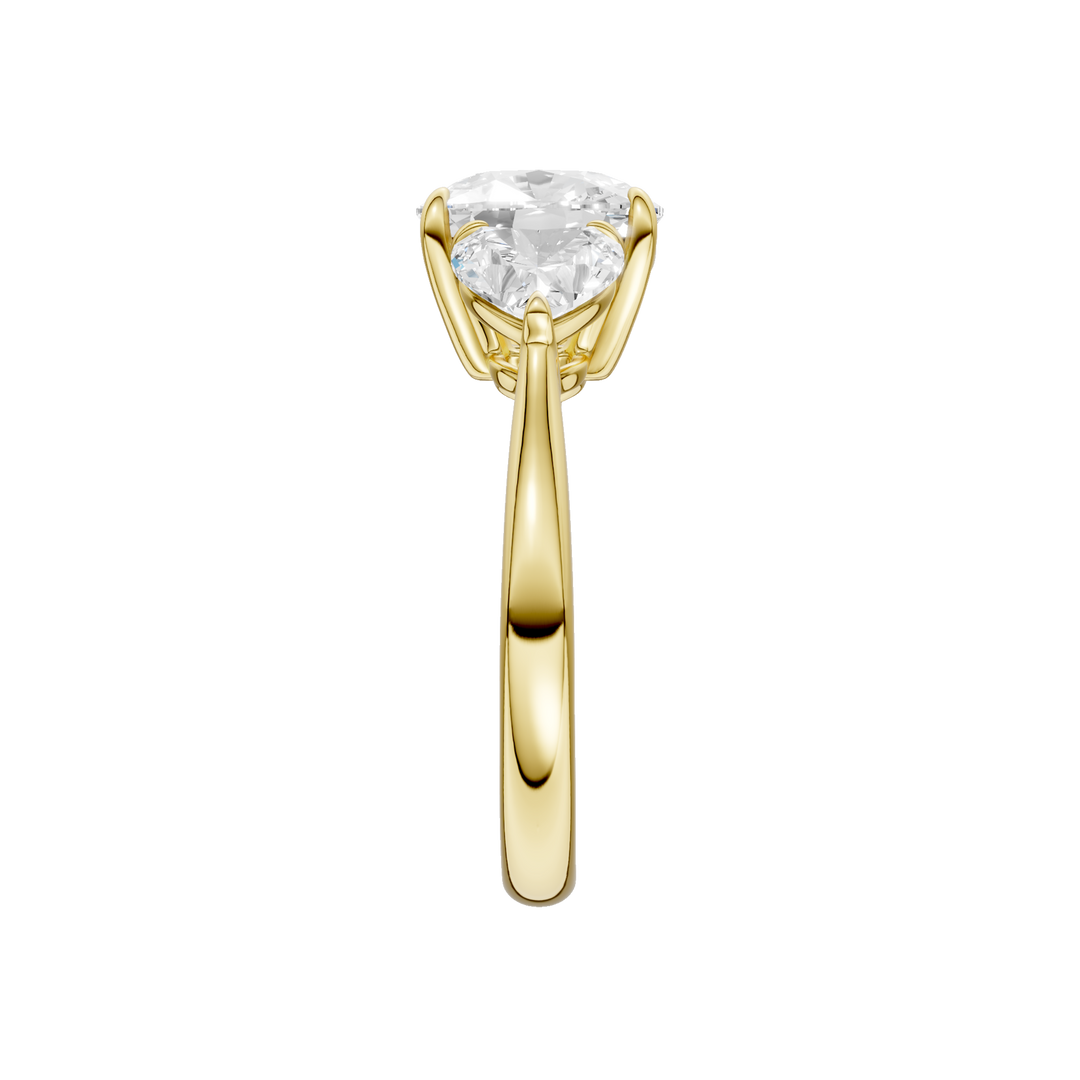 3-Stone Engagement Ring (Elongated Cushion + Heart) in 14K Yellow Gold – Silvadi Jewelry Aurora CO