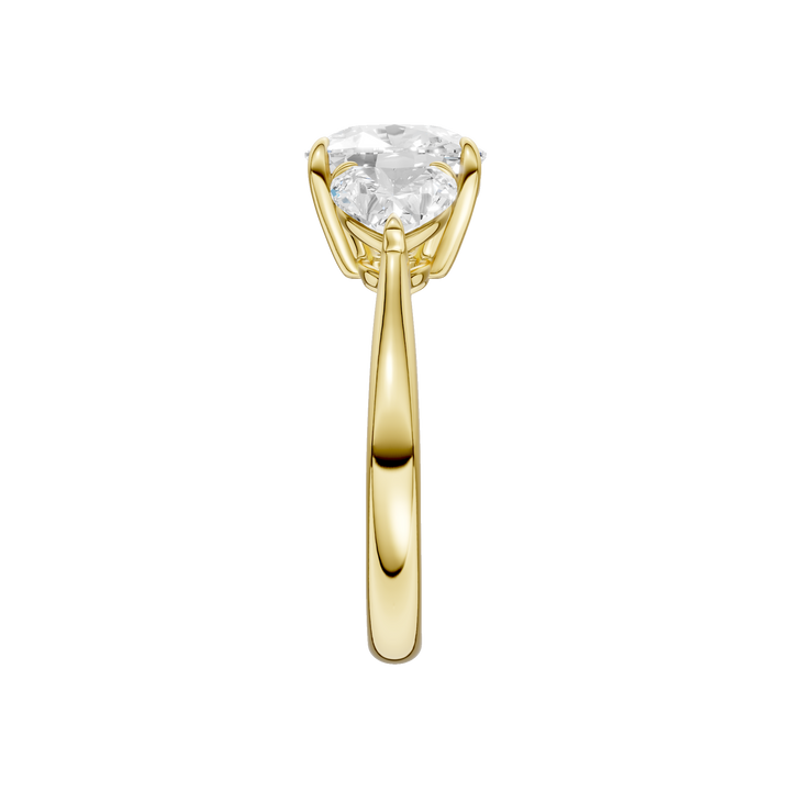 3-Stone Engagement Ring (Elongated Cushion + Heart) in 14K Yellow Gold – Silvadi Jewelry Aurora CO