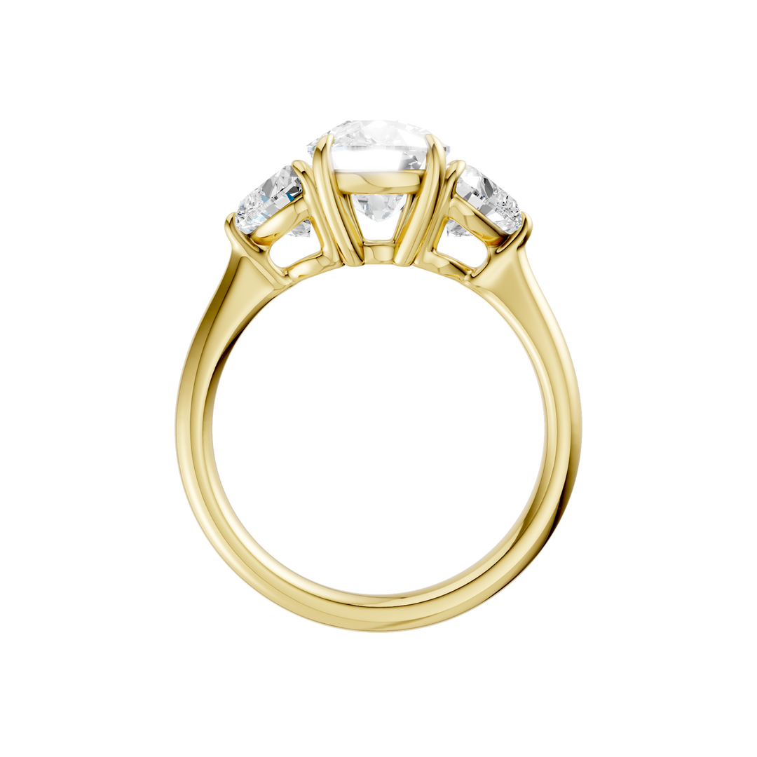 3-Stone Engagement Ring (Elongated Cushion + Heart) in 14K Yellow Gold – Silvadi Jewelry Aurora CO