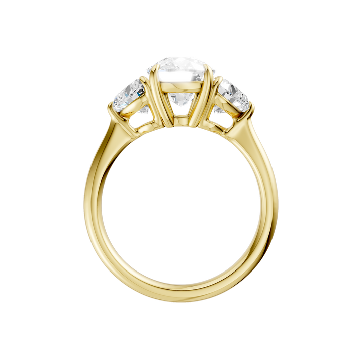 3-Stone Engagement Ring (Elongated Cushion + Heart) in 14K Yellow Gold – Silvadi Jewelry Aurora CO