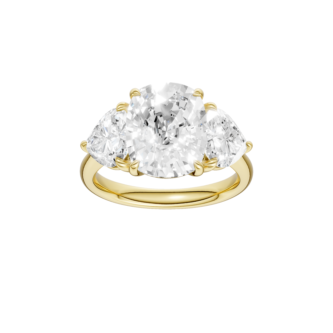 3-Stone Engagement Ring (Elongated Cushion + Heart) in 14K Yellow Gold – Silvadi Jewelry Aurora CO