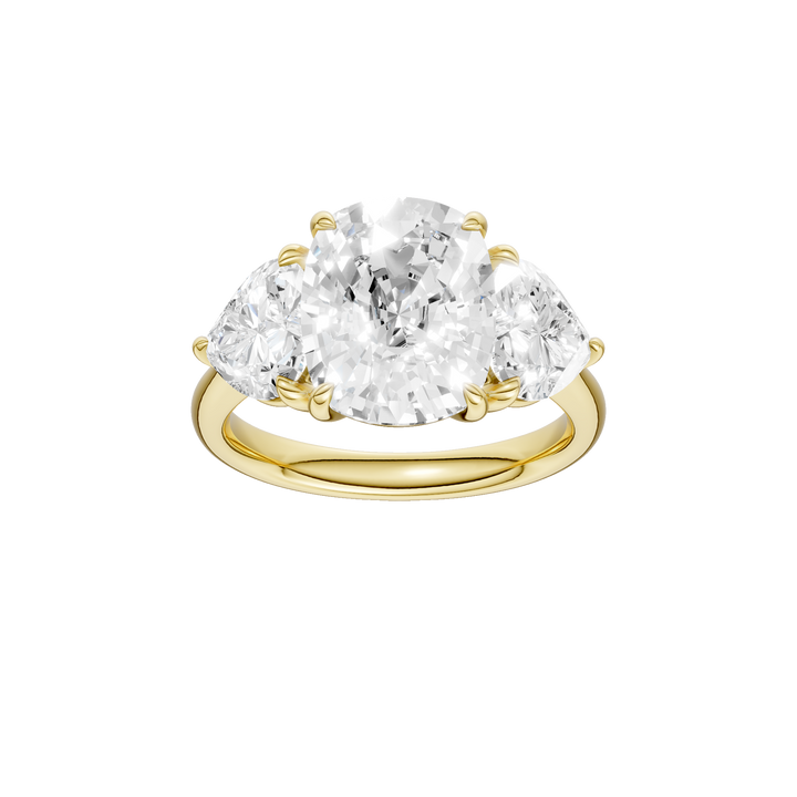 3-Stone Engagement Ring (Elongated Cushion + Heart) in 14K Yellow Gold – Silvadi Jewelry Aurora CO