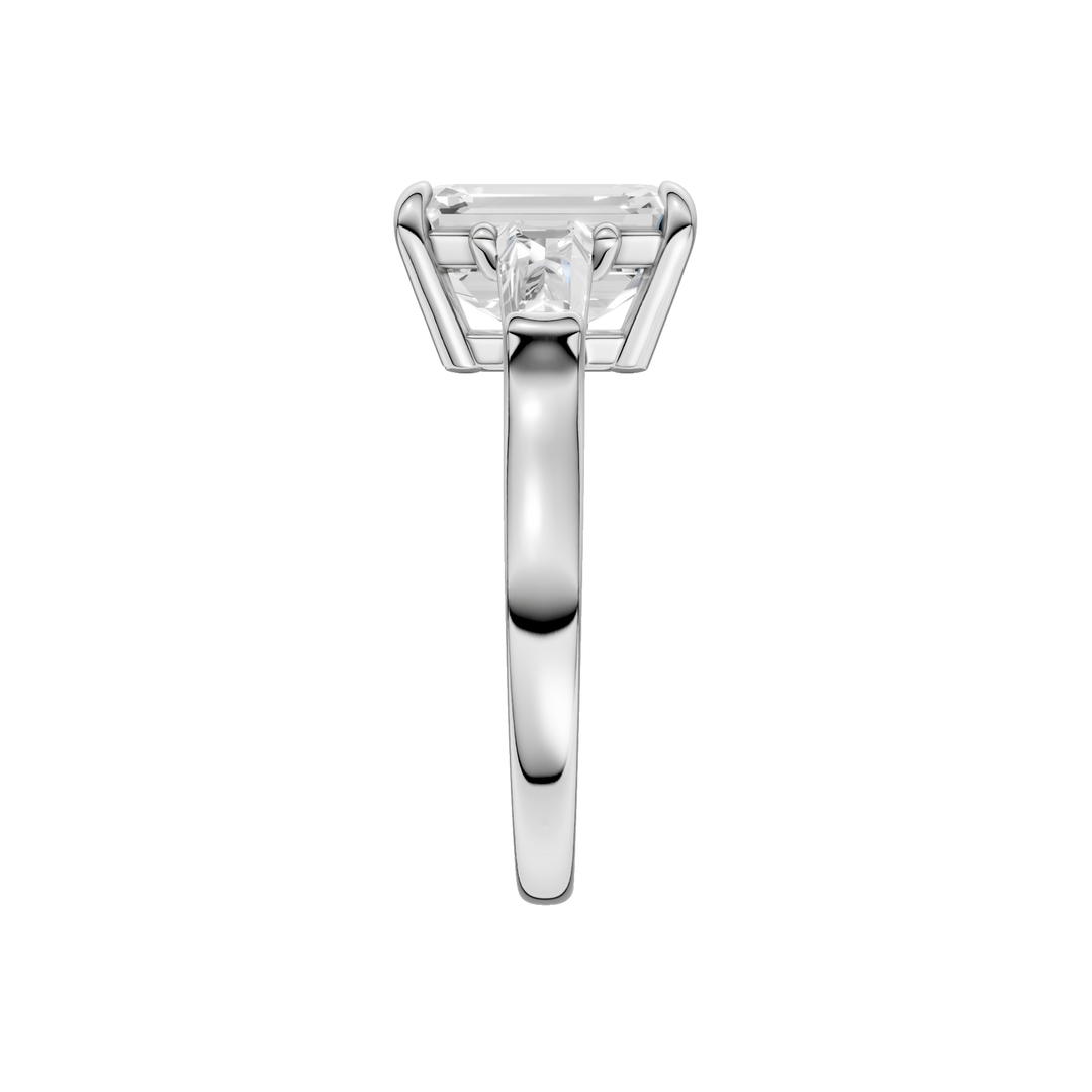 3-Stone Engagement Ring (Emerald + Tapered Baguette) in 14K White Gold – Silvadi Jewelry Aurora CO
