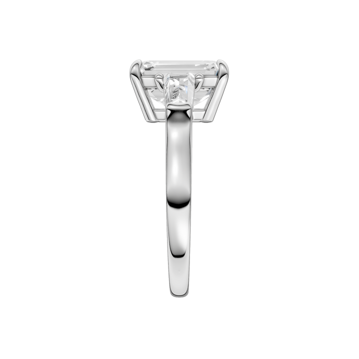 3-Stone Engagement Ring (Emerald + Tapered Baguette) in 14K White Gold – Silvadi Jewelry Aurora CO