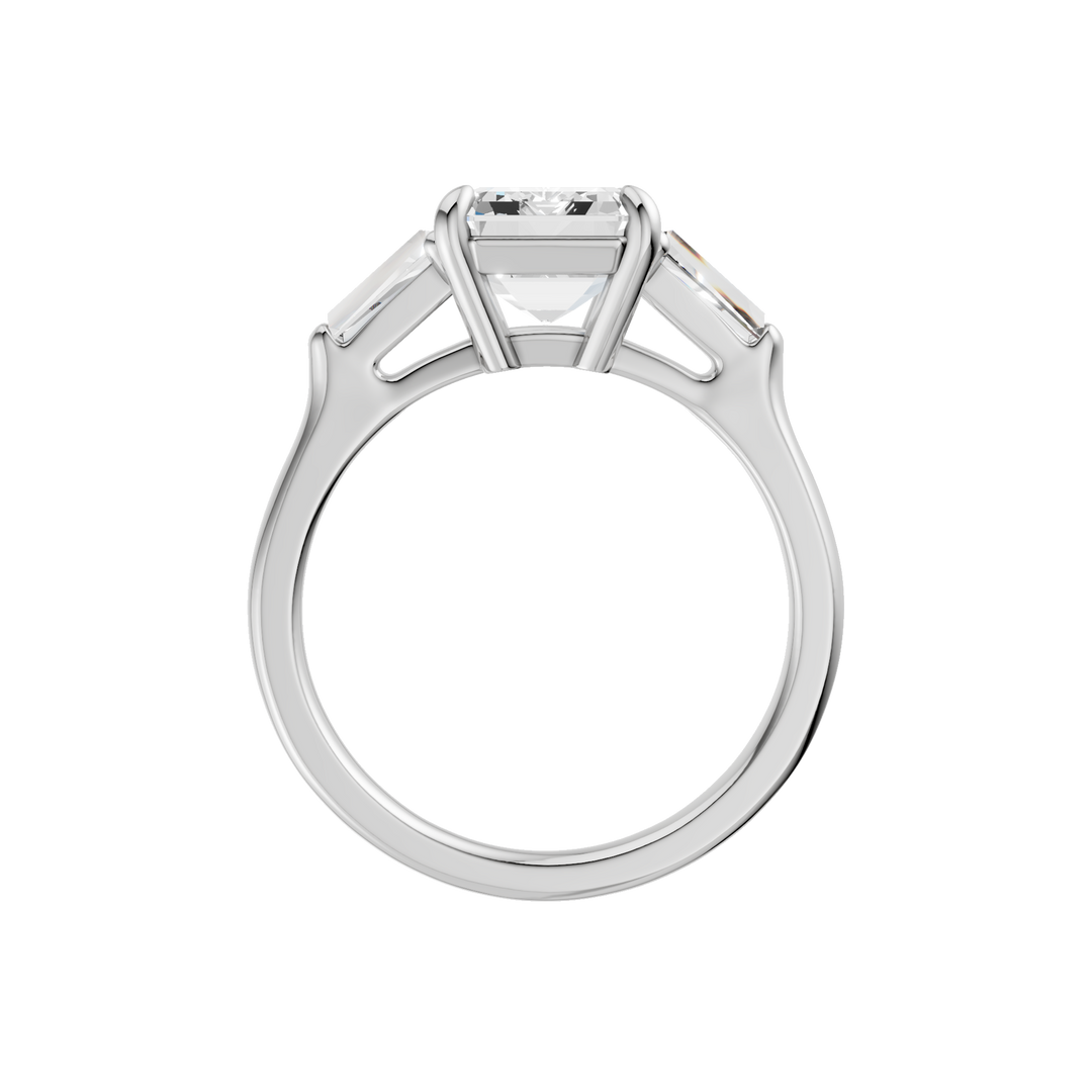 3-Stone Engagement Ring (Emerald + Tapered Baguette) in 14K White Gold – Silvadi Jewelry Aurora CO