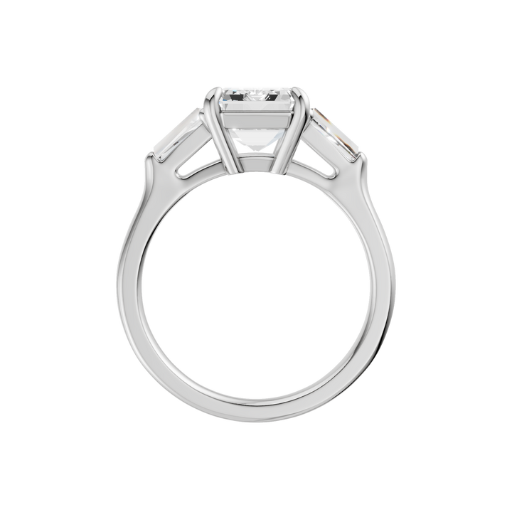 3-Stone Engagement Ring (Emerald + Tapered Baguette) in 14K White Gold – Silvadi Jewelry Aurora CO