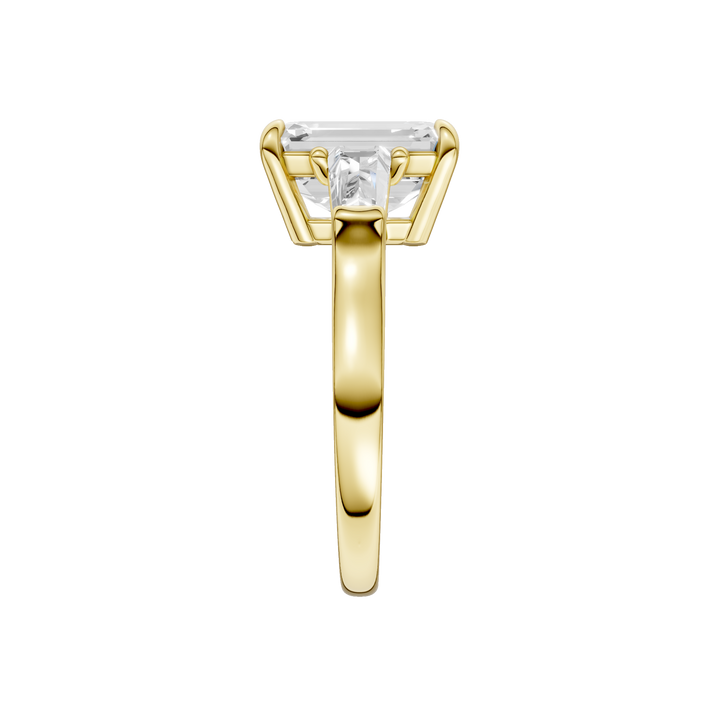 3-Stone Engagement Ring (Emerald + Tapered Baguette) in 14K Yellow Gold – Silvadi Jewelry Aurora CO
