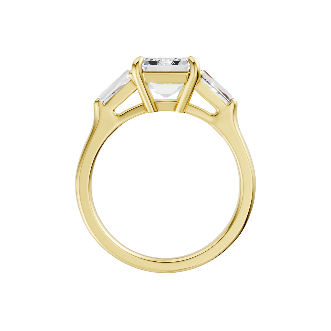 3-Stone Engagement Ring (Emerald + Tapered Baguette) in 14K Yellow Gold – Silvadi Jewelry Aurora CO