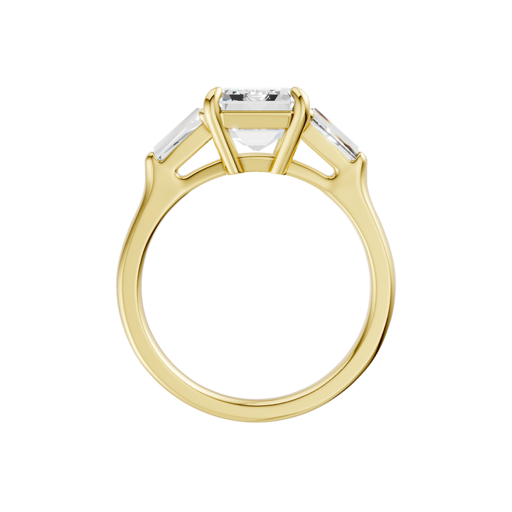 3-Stone Engagement Ring (Emerald + Tapered Baguette) in 14K Yellow Gold – Silvadi Jewelry Aurora CO