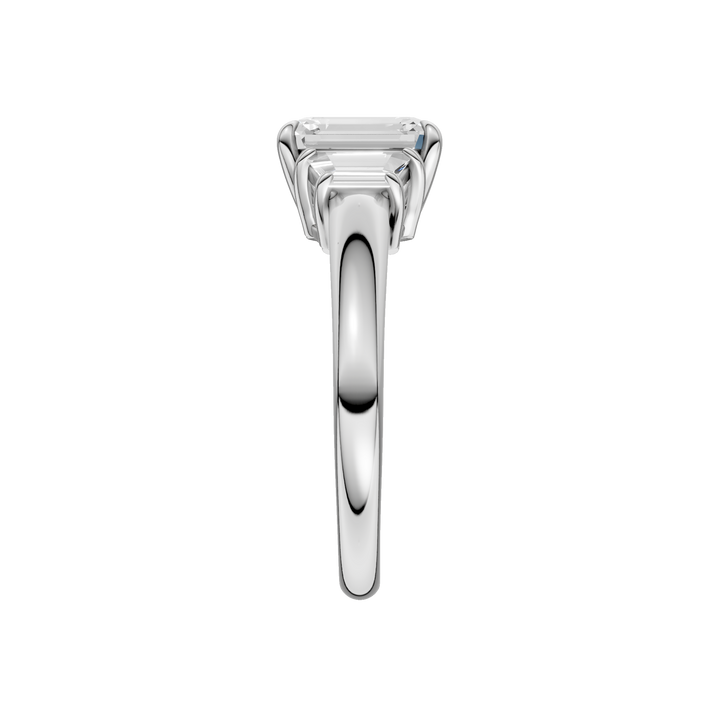 3-Stone Engagement Ring (Emerald + Trapezoid) in 14K White Gold – Silvadi Jewelry Aurora CO