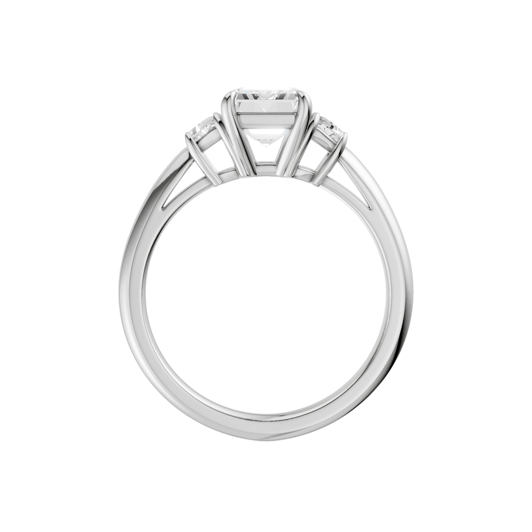 3-Stone Engagement Ring (Emerald + Trapezoid) in 14K White Gold – Silvadi Jewelry Aurora CO