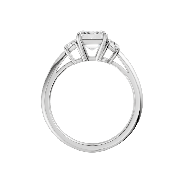 3-Stone Engagement Ring (Emerald + Trapezoid) in 14K White Gold – Silvadi Jewelry Aurora CO