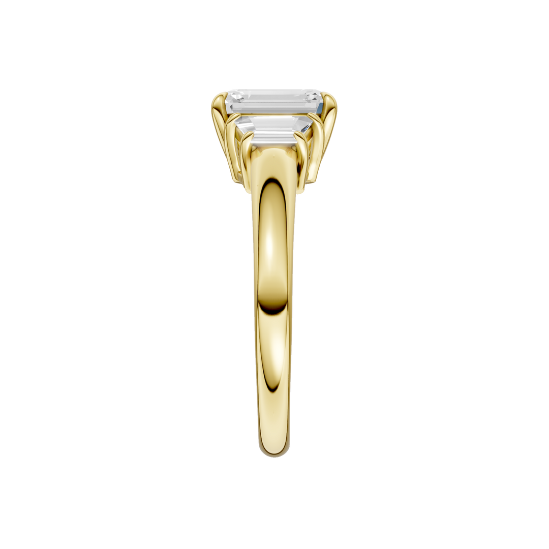 3-Stone Engagement Ring (Emerald + Trapezoid) in 14K Yellow Gold – Silvadi Jewelry Aurora CO