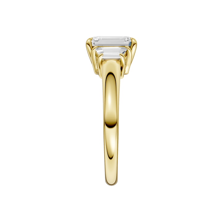 3-Stone Engagement Ring (Emerald + Trapezoid) in 14K Yellow Gold – Silvadi Jewelry Aurora CO