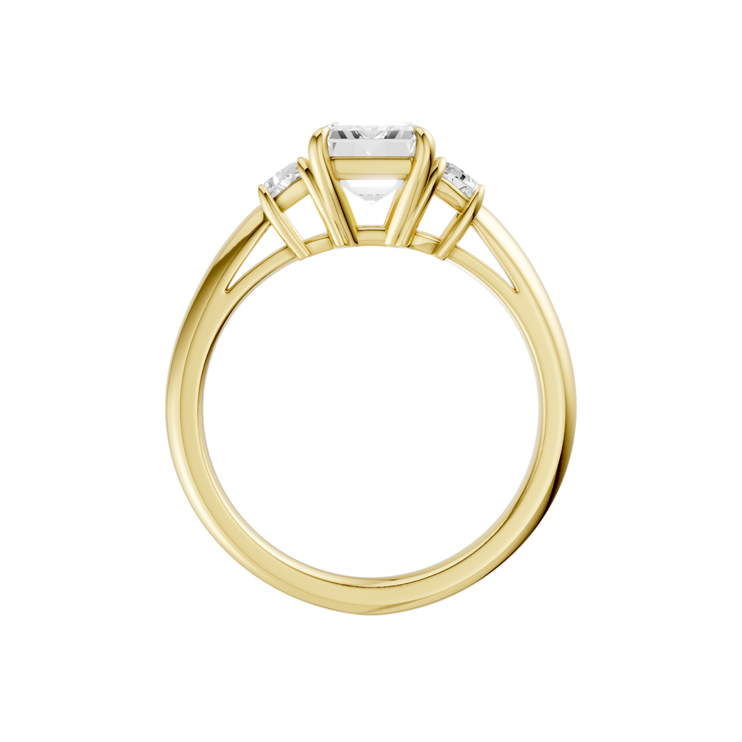 3-Stone Engagement Ring (Emerald + Trapezoid) in 14K Yellow Gold – Silvadi Jewelry Aurora CO