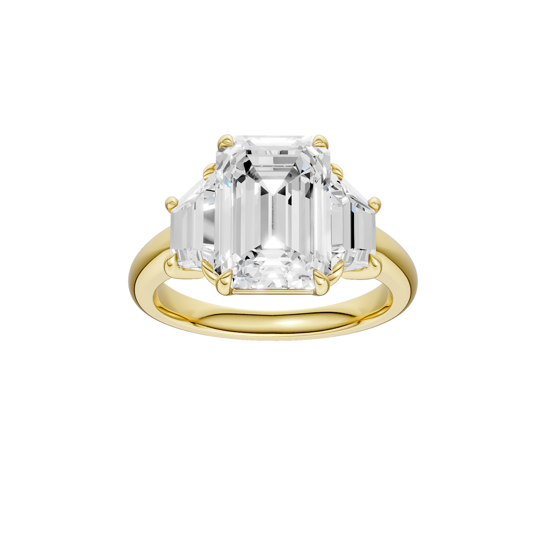 3-Stone Engagement Ring (Emerald + Trapezoid) in 14K Yellow Gold – Silvadi Jewelry Aurora CO