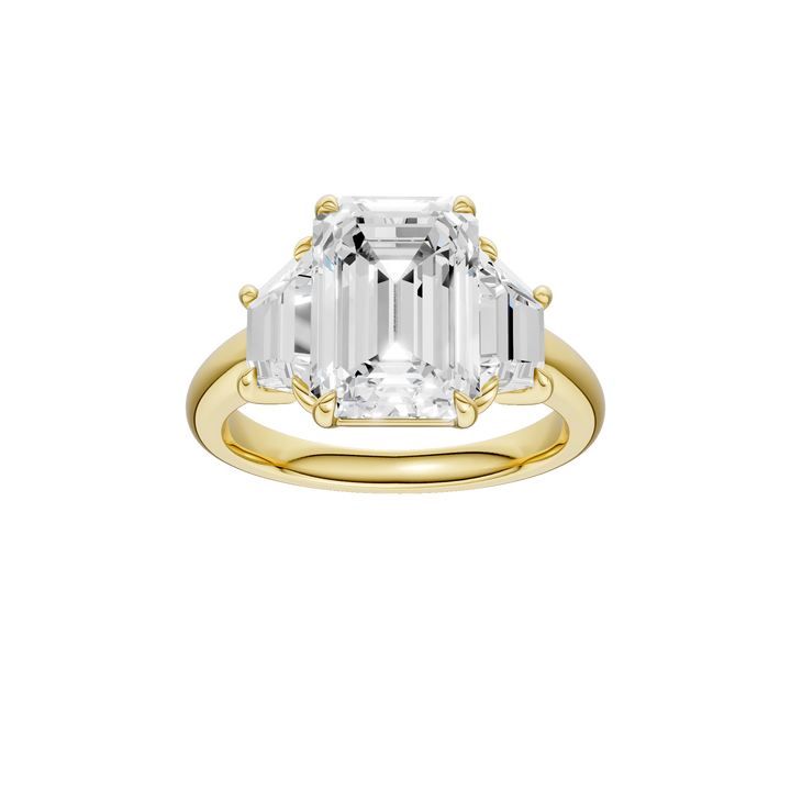 3-Stone Engagement Ring (Emerald + Trapezoid) in 14K Yellow Gold – Silvadi Jewelry Aurora CO