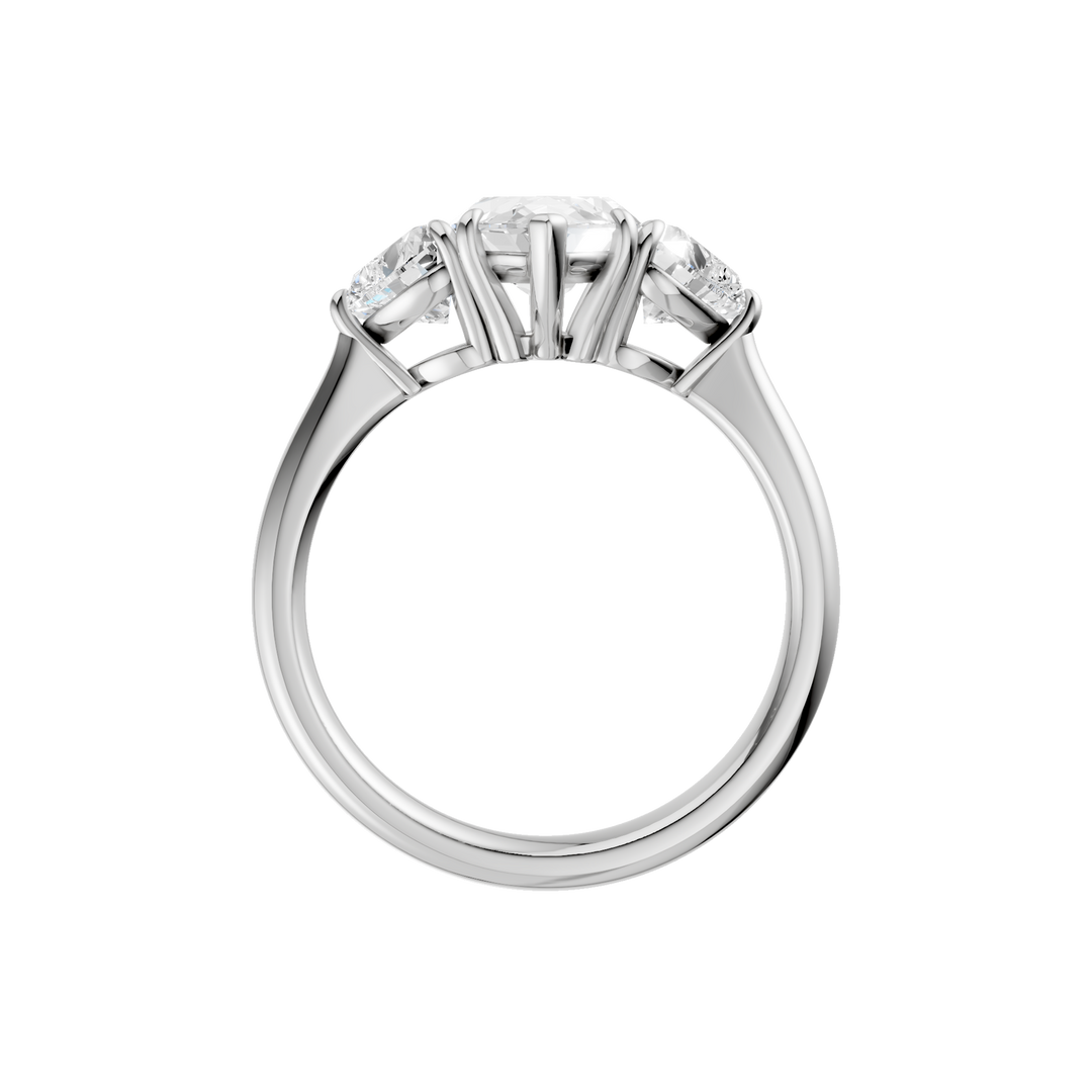 3-Stone Engagement Ring (Marquise + Heart) in 14K White Gold – Silvadi Jewelry Aurora CO