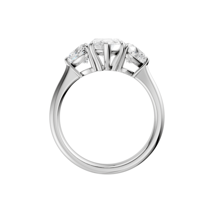 3-Stone Engagement Ring (Marquise + Heart) in 14K White Gold – Silvadi Jewelry Aurora CO