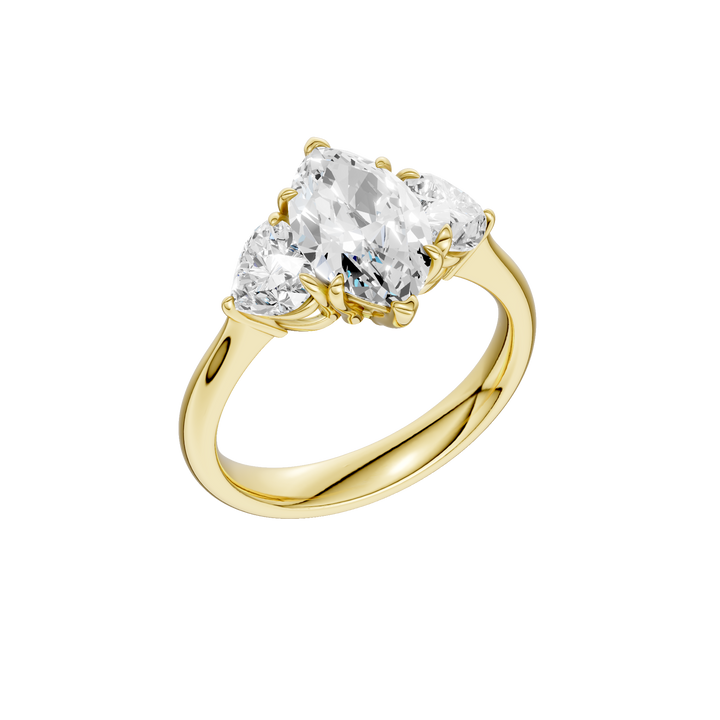 3-Stone Engagement Ring (Marquise + Heart) in 14K Yellow Gold – Silvadi Jewelry Aurora CO