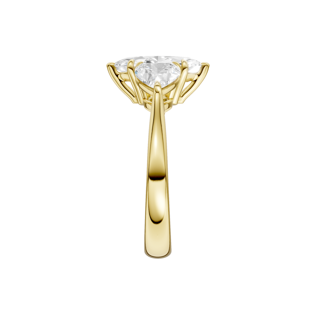 3-Stone Engagement Ring (Marquise + Heart) in 14K Yellow Gold – Silvadi Jewelry Aurora CO