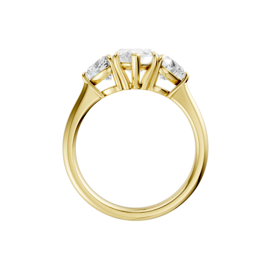 3-Stone Engagement Ring (Marquise + Heart) in 14K Yellow Gold – Silvadi Jewelry Aurora CO