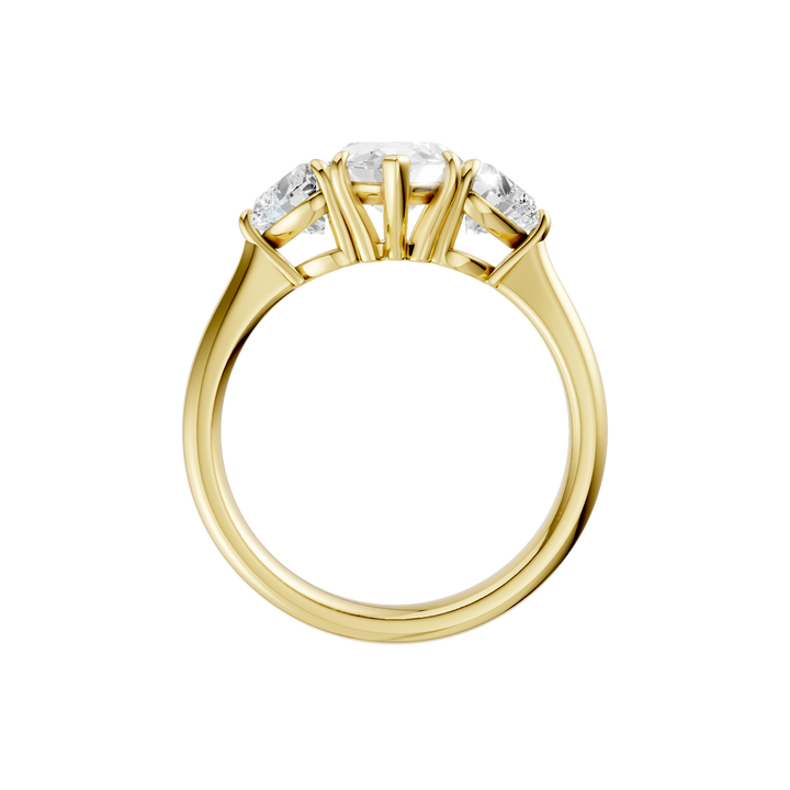 3-Stone Engagement Ring (Marquise + Heart) in 14K Yellow Gold – Silvadi Jewelry Aurora CO