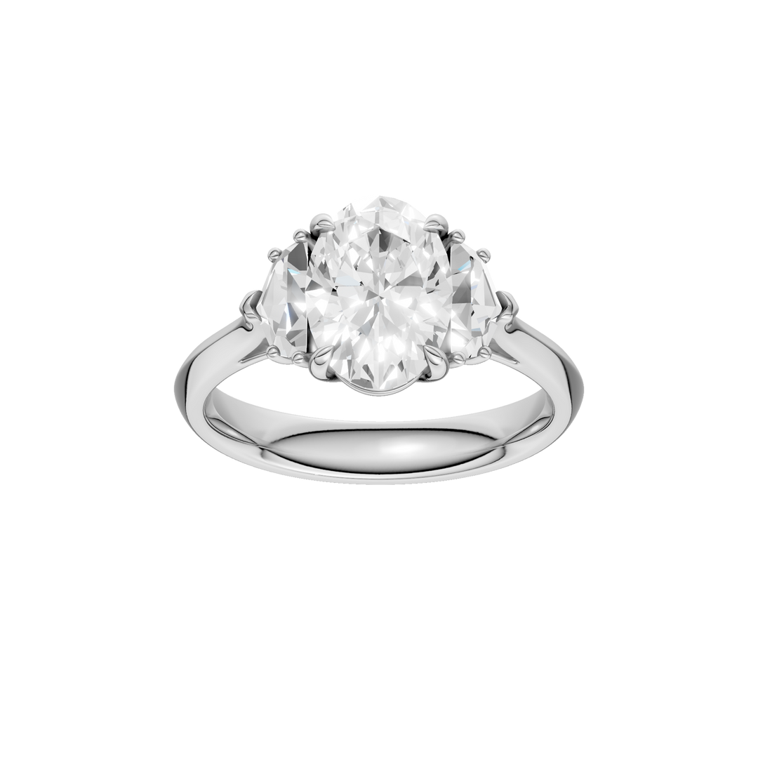 3-Stone Engagement Ring (Oval + Epaulette) in 14K White Gold – Silvadi Jewelry Aurora CO