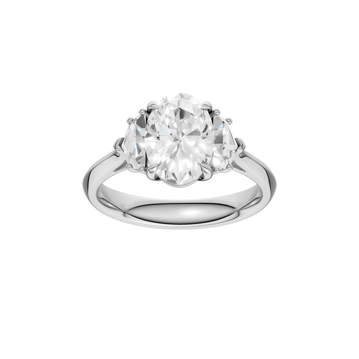 3-Stone Engagement Ring (Oval + Epaulette) in 14K White Gold – Silvadi Jewelry Aurora CO