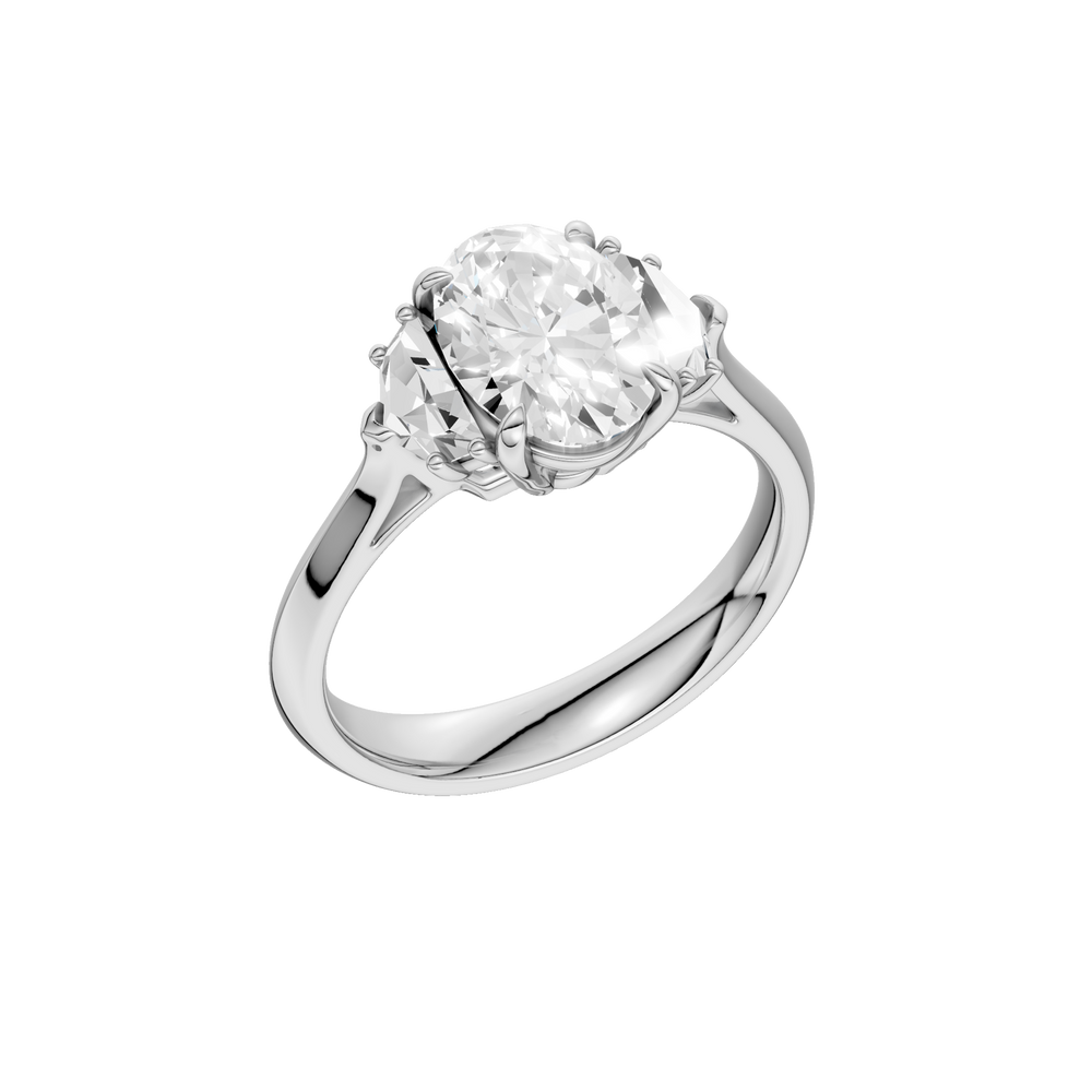 3-Stone Engagement Ring (Oval + Epaulette) in 14K White Gold – Silvadi Jewelry Aurora CO