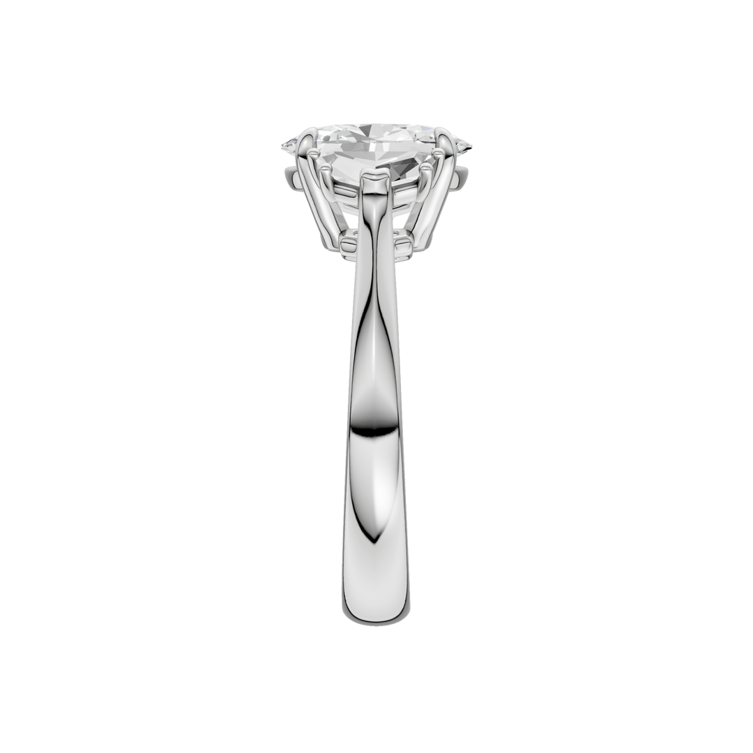 3-Stone Engagement Ring (Oval + Epaulette) in 14K White Gold – Silvadi Jewelry Aurora CO