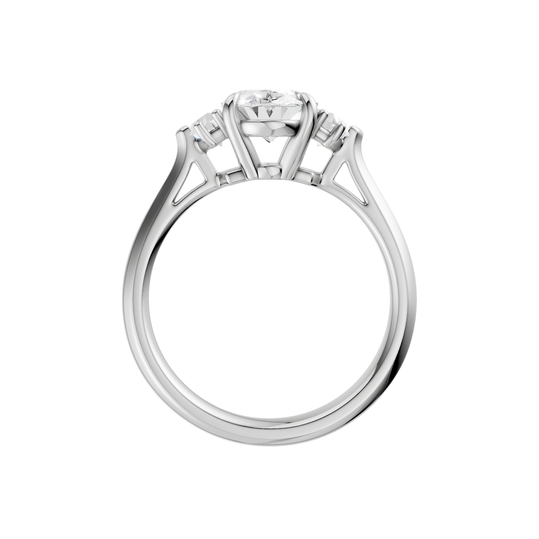 3-Stone Engagement Ring (Oval + Epaulette) in 14K White Gold – Silvadi Jewelry Aurora CO