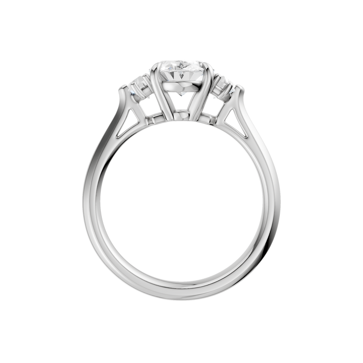 3-Stone Engagement Ring (Oval + Epaulette) in 14K White Gold – Silvadi Jewelry Aurora CO