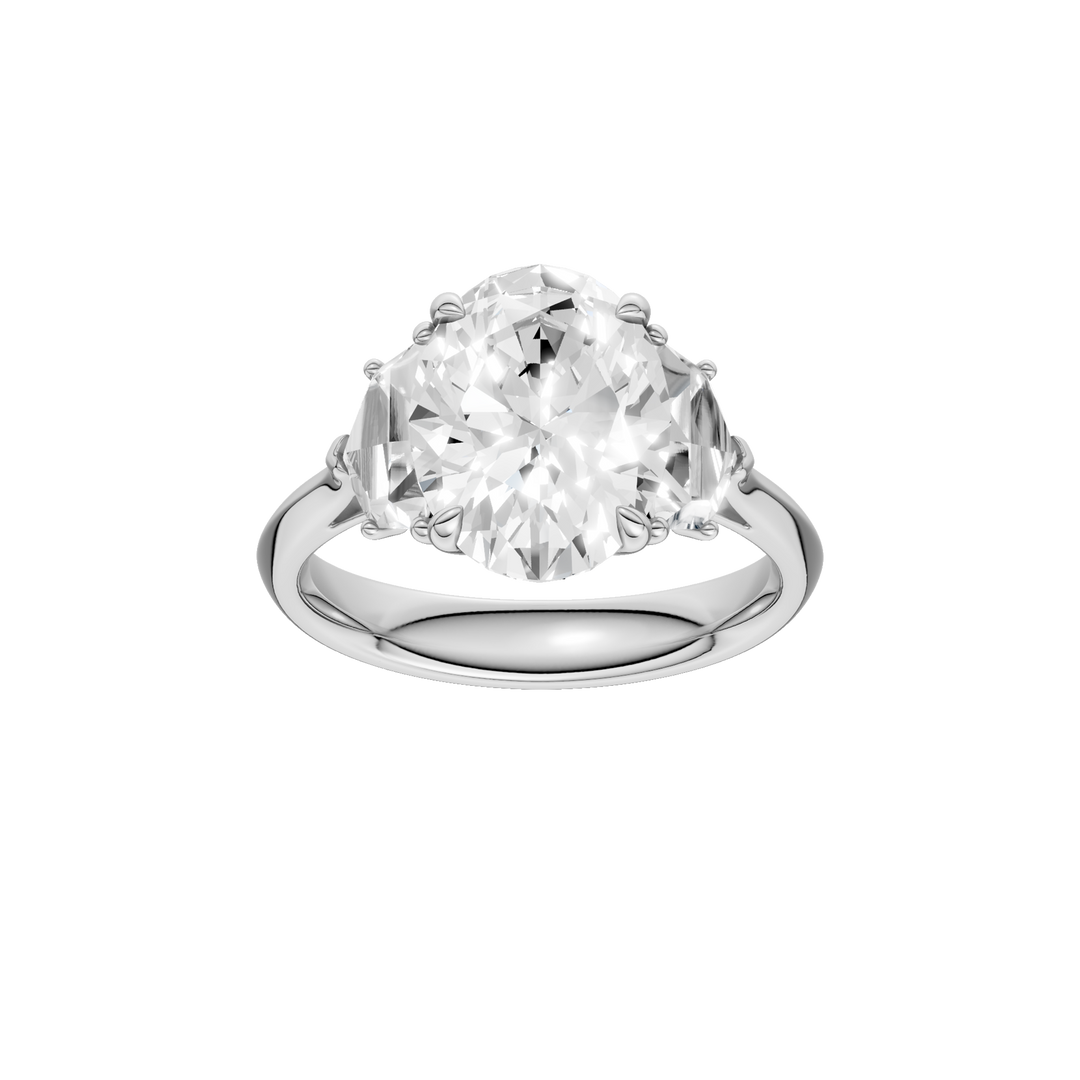 3-Stone Engagement Ring (Oval + Epaulette) in 14K White Gold – Silvadi Jewelry Aurora CO