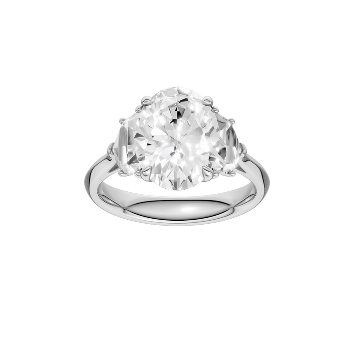 3-Stone Engagement Ring (Oval + Epaulette) in 14K White Gold – Silvadi Jewelry Aurora CO