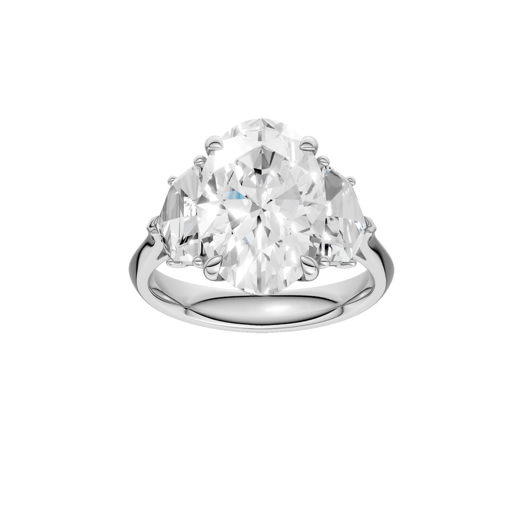 3-Stone Engagement Ring (Oval + Epaulette) in 14K White Gold – Silvadi Jewelry Aurora CO