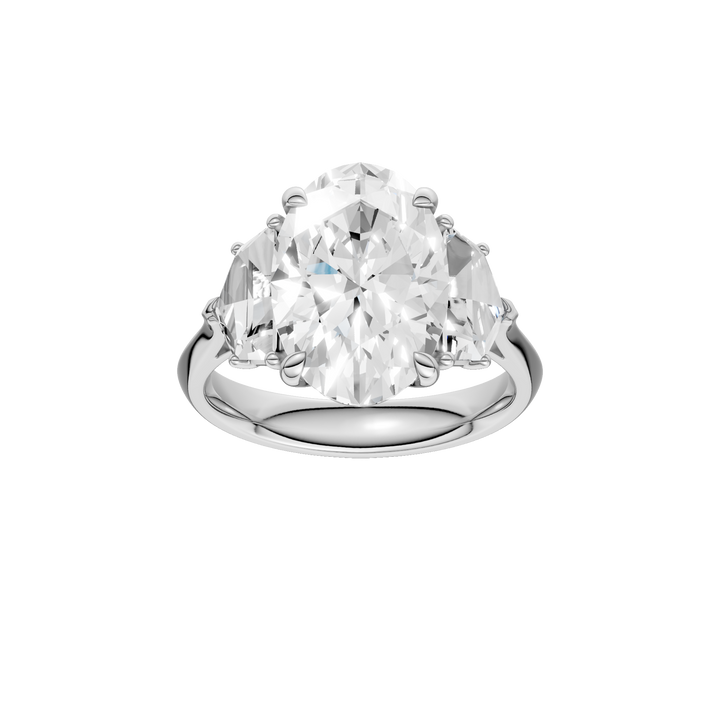 3-Stone Engagement Ring (Oval + Epaulette) in 14K White Gold – Silvadi Jewelry Aurora CO