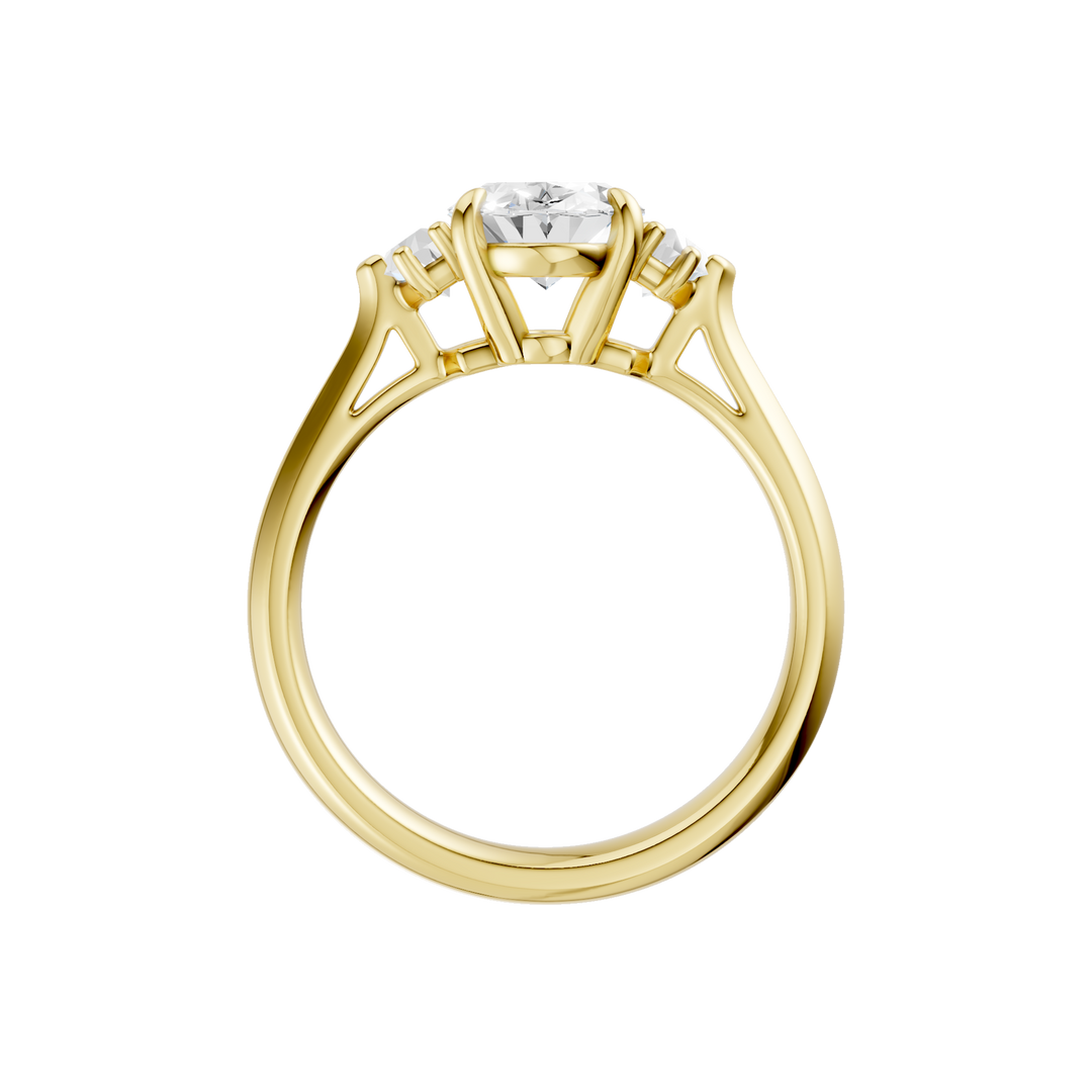 3-Stone Engagement Ring (Oval + Epaulette) in 14K Yellow Gold – Silvadi Jewelry Aurora CO