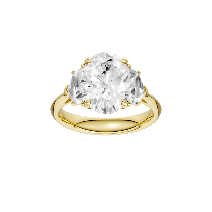 3-Stone Engagement Ring (Oval + Epaulette) in 14K Yellow Gold – Silvadi Jewelry Aurora CO