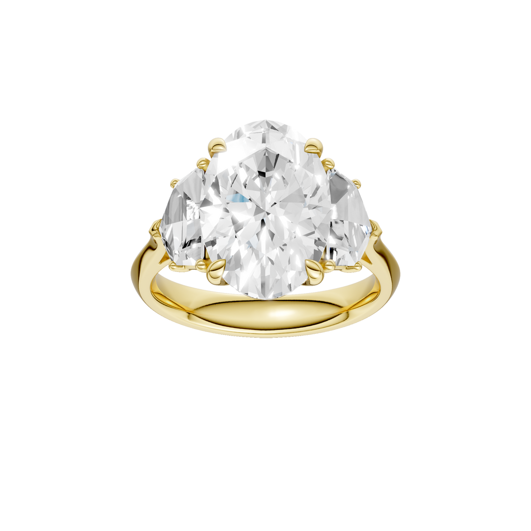 3-Stone Engagement Ring (Oval + Epaulette) in 14K Yellow Gold – Silvadi Jewelry Aurora CO