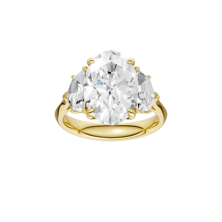 3-Stone Engagement Ring (Oval + Epaulette) in 14K Yellow Gold – Silvadi Jewelry Aurora CO