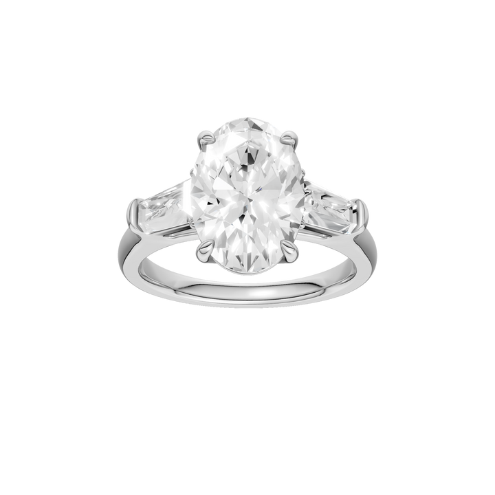 3-Stone Engagement Ring (Oval + Tapered Baguette) in 14K White Gold – Silvadi Jewelry Aurora CO