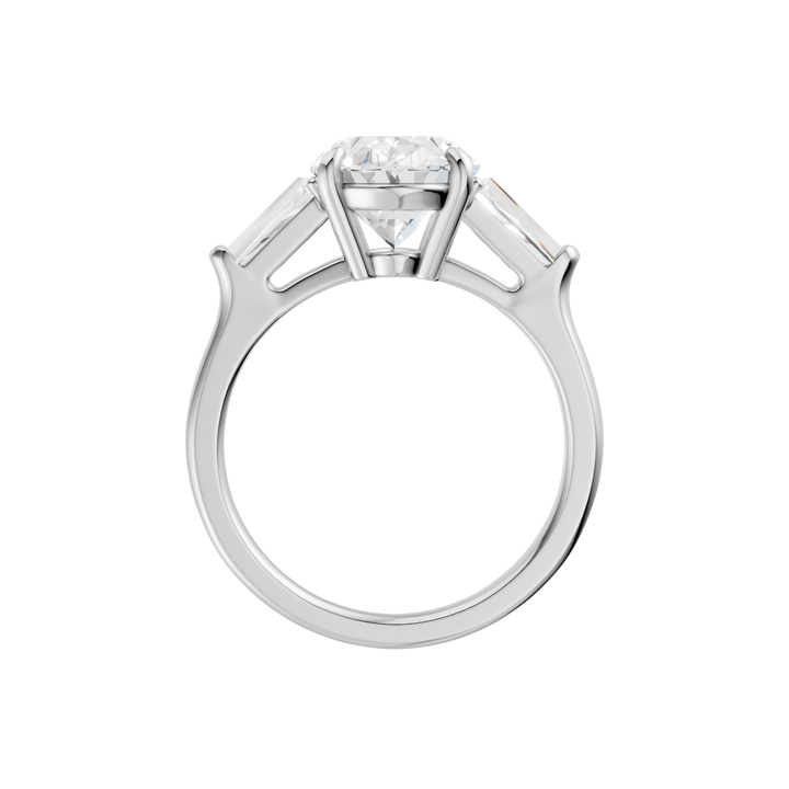 3-Stone Engagement Ring (Oval + Tapered Baguette) in 14K White Gold – Silvadi Jewelry Aurora CO