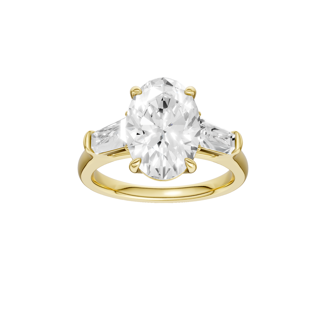 3-Stone Engagement Ring (Oval + Tapered Baguette) in 14K Yellow Gold – Silvadi Jewelry Aurora CO